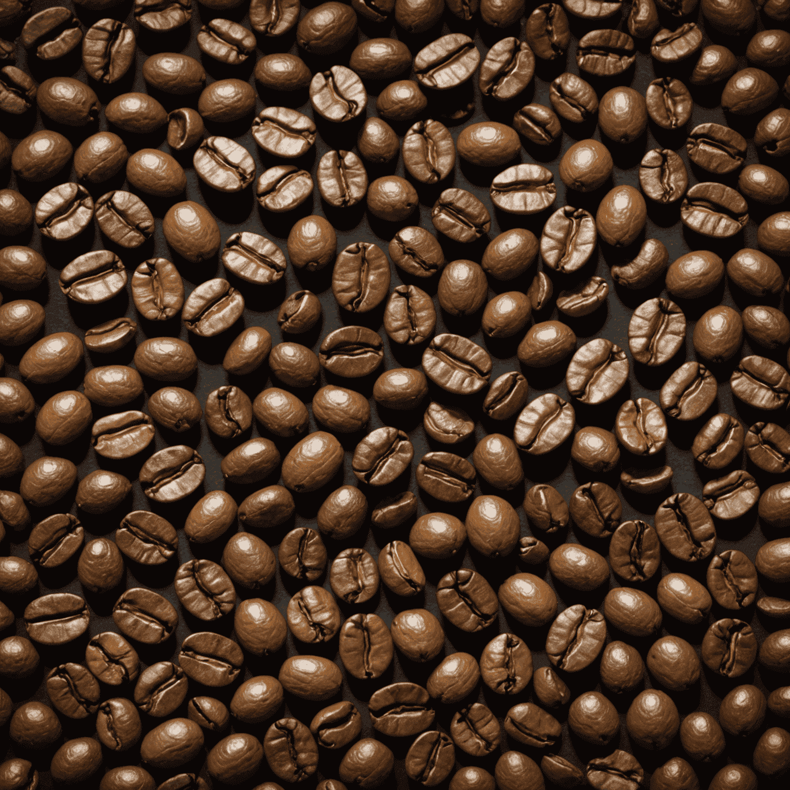 Various shades of roasted coffee beans from light to dark, showcasing the different stages of the American coffee roasting process