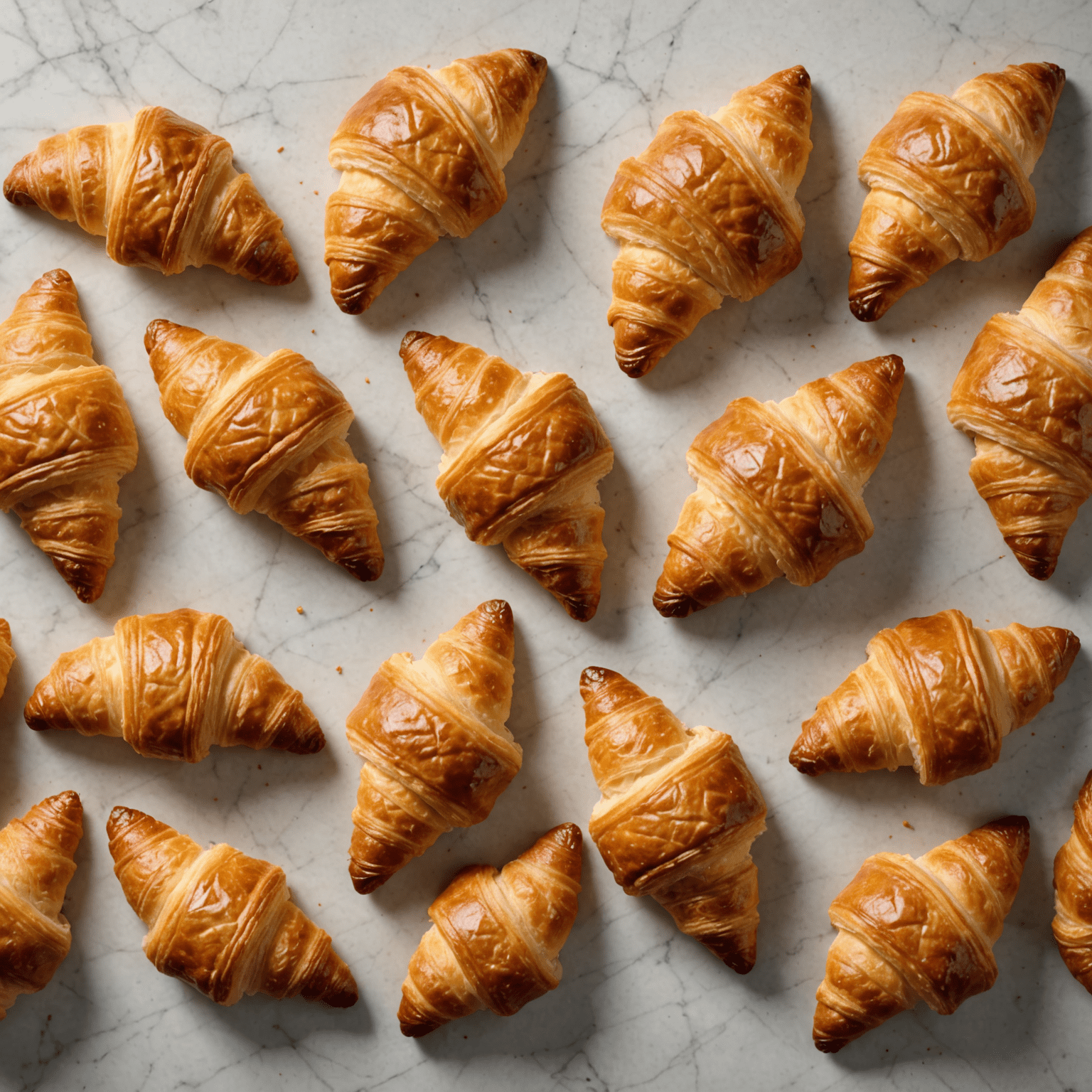 A split image showing traditional French croissants on one side and American-style croissant variations on the other, emphasizing the evolution of this pastry