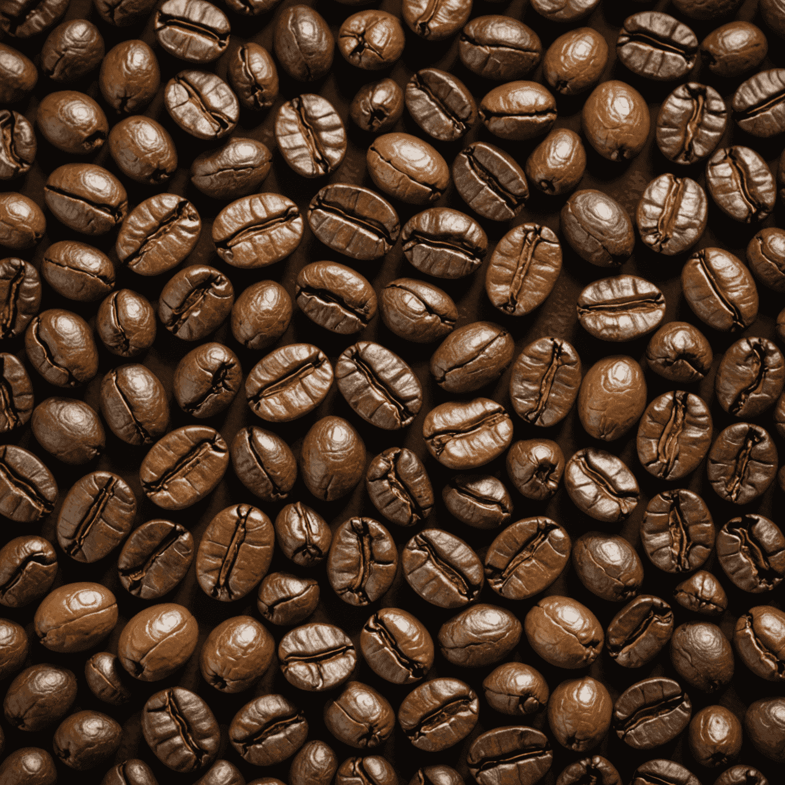 A close-up of various shades of roasted coffee beans, from light to dark, showcasing the different roasting levels of American coffee beans